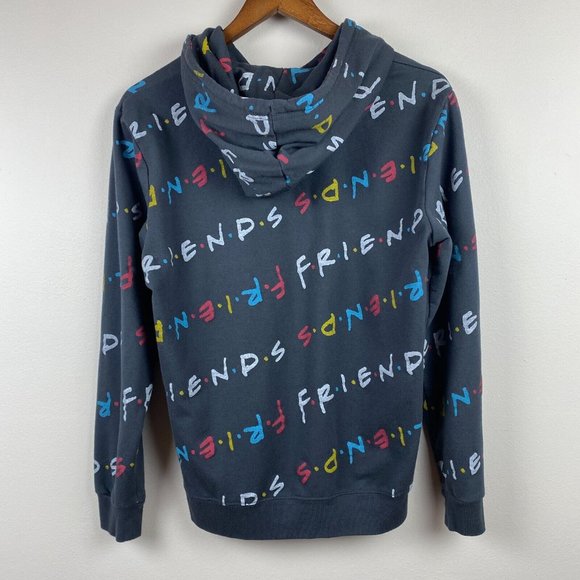 Friends Hoodie Sweatshirt M Gray Multicolor Graphic Pocket Fleece Lined - Picture 7 of 10